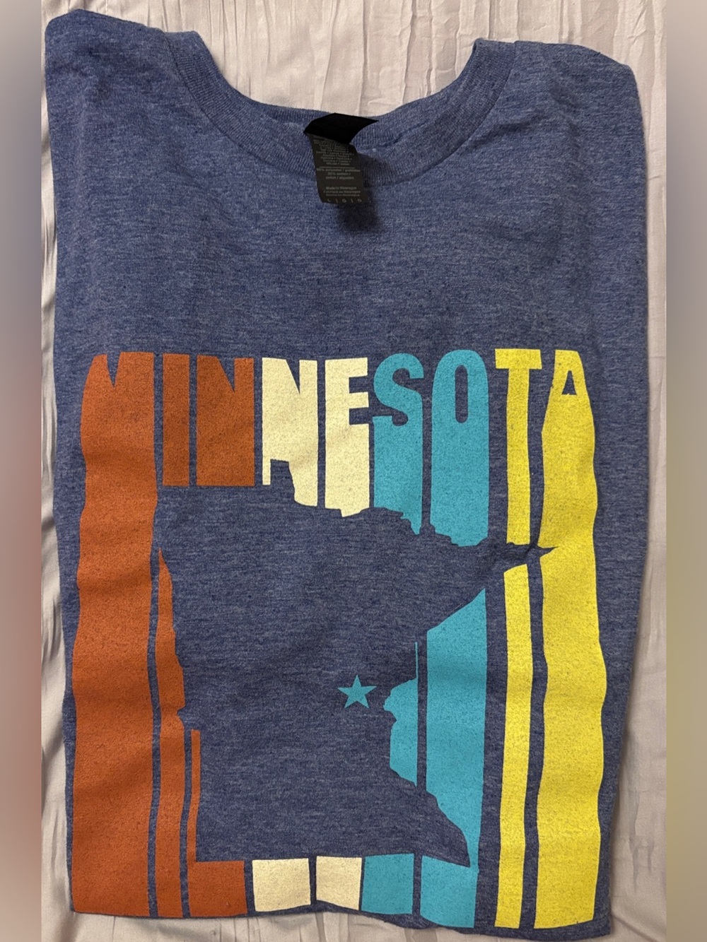 Gildan Blue Short-Sleeve Tee with Multicolor Minnesota Graphic